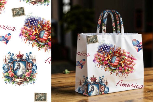 American Seamless Watercolor Pattern: Digital Design Essentials