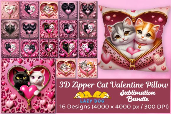 Design with Heart: The 3D Zipper Cat Valentine Pillow Bundle