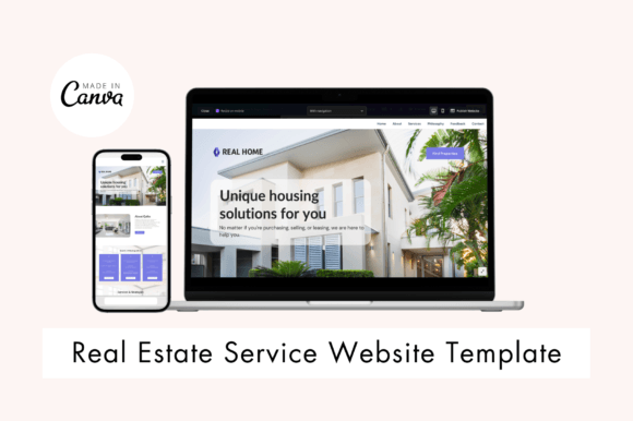 Effortless Online Presence: The Canva Real Estate Service Website Template