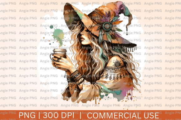 Enchant Your Autumn Designs with a Boho Witch Clipart
