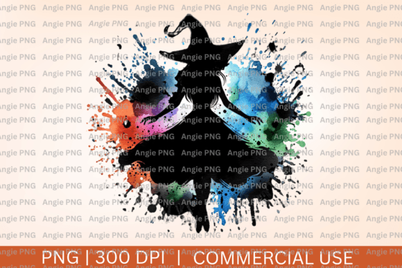 Enchanting Halloween Watercolor Witch Silhouette Design