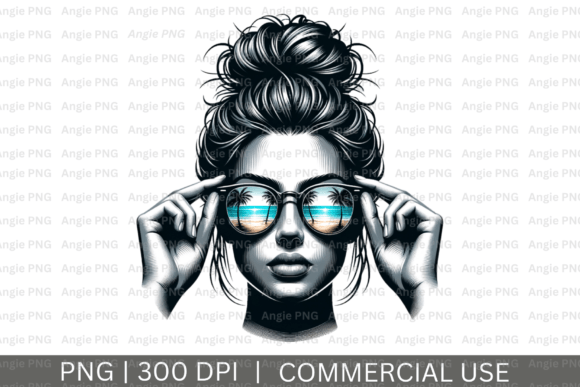 Messy Bun Mom Beach PNG Clipart for Modern Designs
