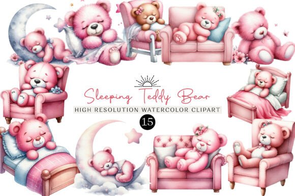 Sleeping Teddy Bear Clipart: Cozy Design for Modern Projects