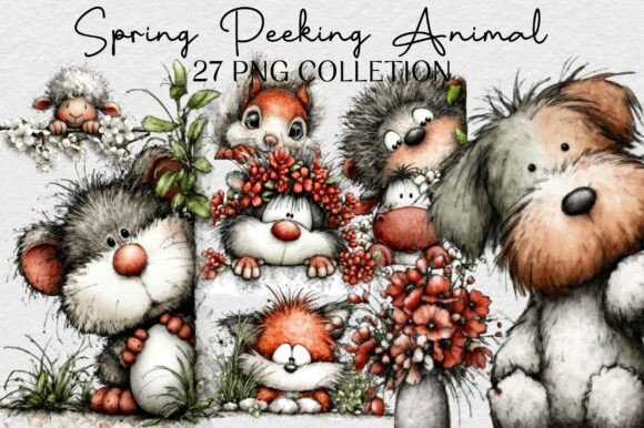 Spring Peeking Animal Clipart: Elevate Your Designs