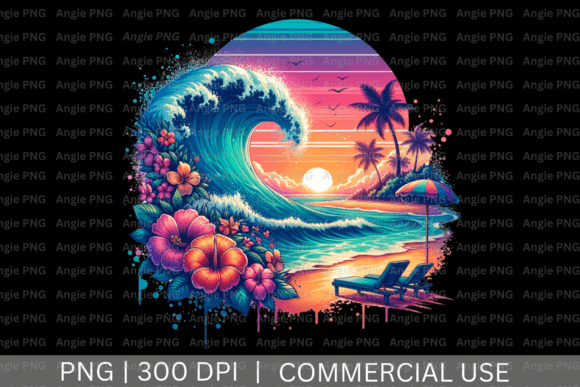 Watercolor Beach Sunset PNG: A Versatile Design Asset